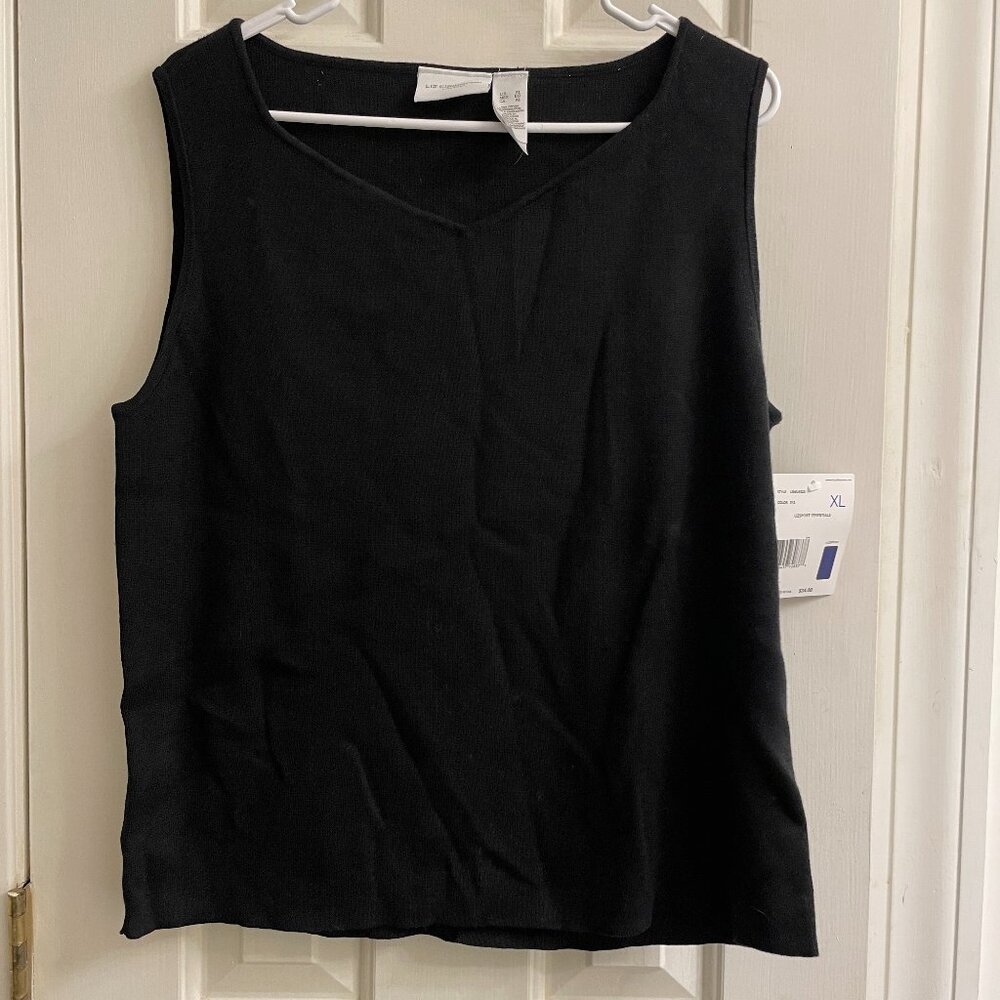 Vintage Liz Claiborne Black 100% Cotton Sleeveless Top